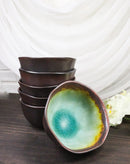 Pack Of 6 Crackle Green Midori Kannyu Ceramic Medium Soup Donburi Bowls 20oz