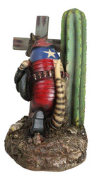 Rustic Western Armadillo Cowboy by Saguaro Cactus Praying By The Cross Figurine