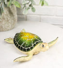 Marine Swimming Green Shell Sea Turtle Decorative Jewelry Trinket Box Figurine