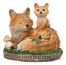 Bedtime Story Fox Snuggle Figurine Fox Family with Kits Woodland Sculpture