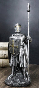 Medieval Suit Of Armor Crusader Knight With Spear Javelin And Shield Figurine