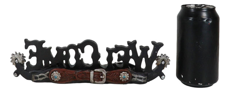 Rustic Western Cowboy Boot Spurs Buckle Turquoise Welcome Sign Desktop Figurine