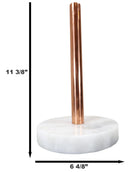 Natural Round White Marble With Copper Tone Metal Rod Modern Paper Towel Holder