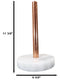 Natural Round White Marble With Copper Tone Metal Rod Modern Paper Towel Holder