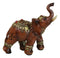 Feng Shui Faux Wood Right Facing Trunk Up Elephant With Golden Tapestry Figurine