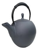 Dark Gray Textured Round Tetsubin Large Cast Iron Teapot With SS Strainer 44oz