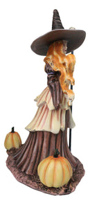 Amy Brown Halloween Pumpkin Owl Spell Autumn Witch With Magic Staff Sculpture