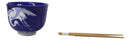 Blue And White Japanese Crane Ramen Donburi Soup Rice Bowl With Chopsticks Set