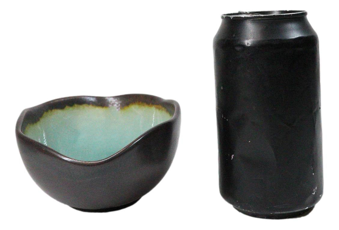 Pack Of 6 Green Midori Kannyu Porcelain Irregular Shaped Small Rice Bowls 10oz