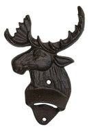 Pack Of 2 Rustic Western Country Bull Moose Cast Iron Beer Bottle Wall Openers