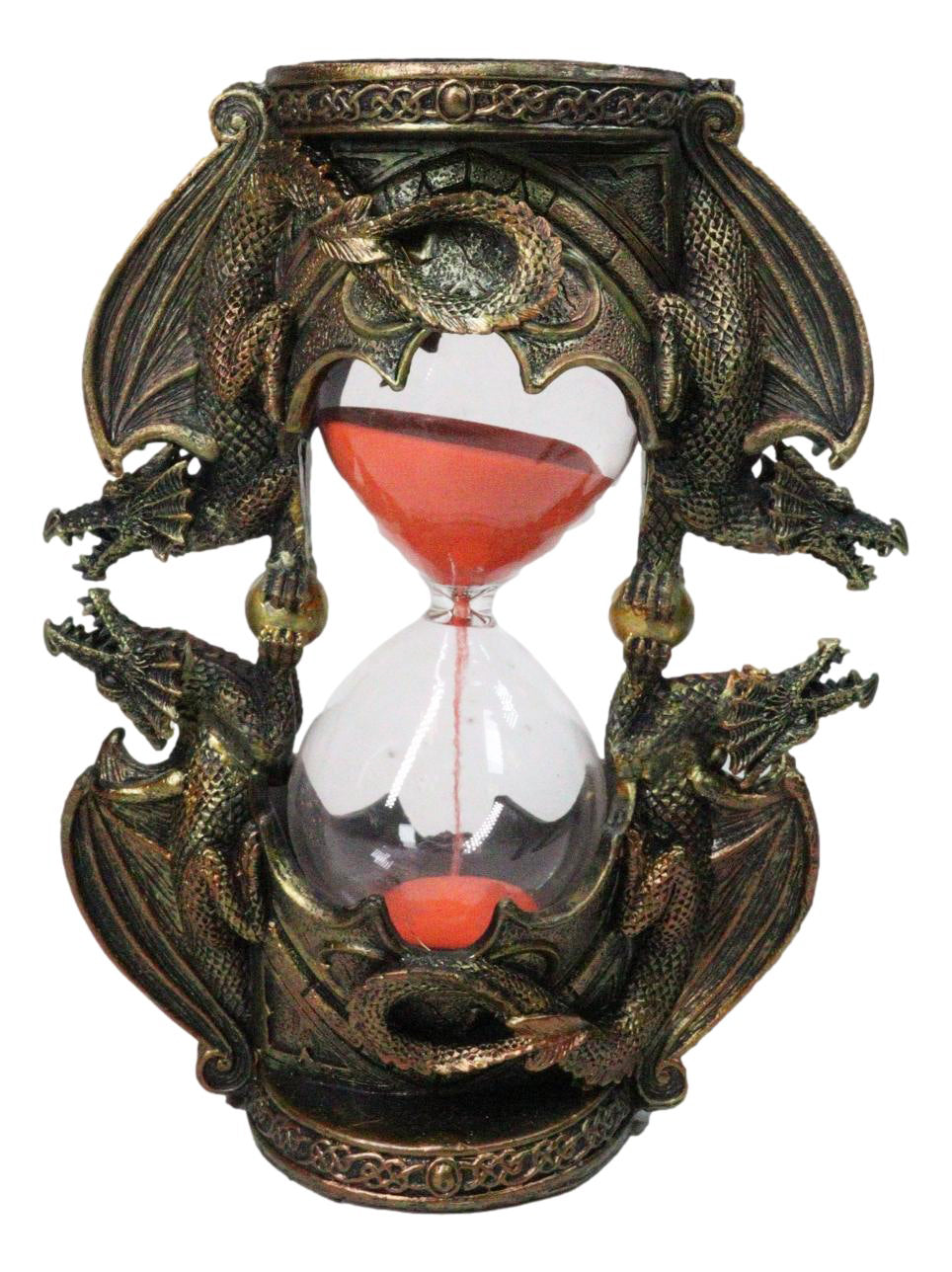 Ebros Gift Hour of the Dragon 4 Crypt Dragons Sand Timer Red Sand, Faux Bronze