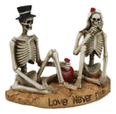 Love Never Dies Skeleton Bridal Wedding Couple With Rose by Red Heart Figurine