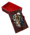 Skeleton Bride and Groom Keepsake Trinket Box with Red Roses Gothic Skull Lovers