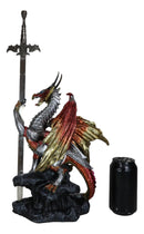 Red King's Knight Armored Dragon With Gothic Skull Sword Letter Opener Figurine