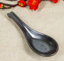 Pack of 6 Black Tetsu Kesho Ceramic Asian Soup Spoons With Hook Ends 5.75"L