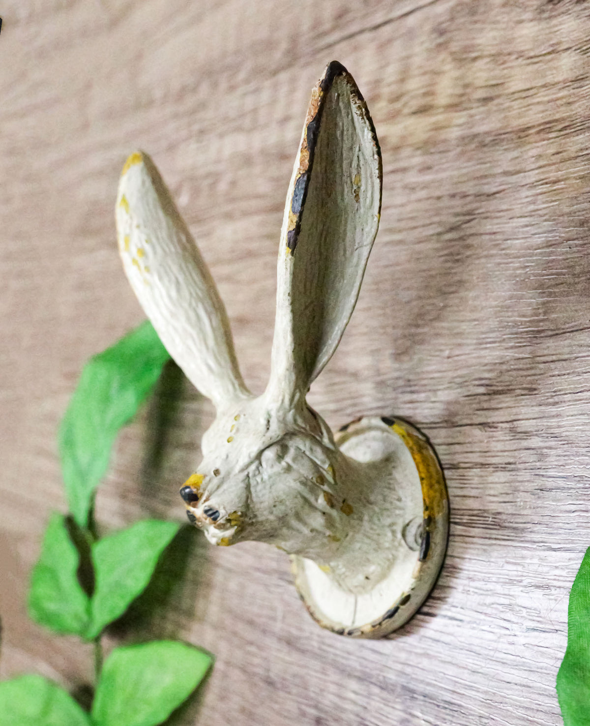 Pack Of 2 Antique White Pewter Cottage Bunny Rabbit Wall Coat Hat Leash Hooks