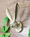 Pack Of 2 Antique White Pewter Cottage Bunny Rabbit Wall Coat Hat Leash Hooks
