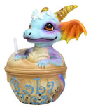 Whimsical Boba Tea With George Baby Dragon In Faux Brown Sugar Cup Figurine