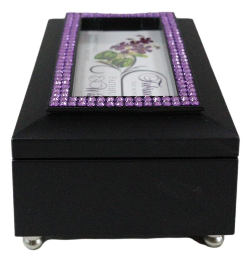 February Amethyst Birthstone Faithfulness And Wisdom Black Musical Trinket Box