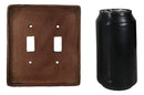 Set of 2 Western Tooled Floral Lace Faux Wood Wall Double Toggle Switch Plates