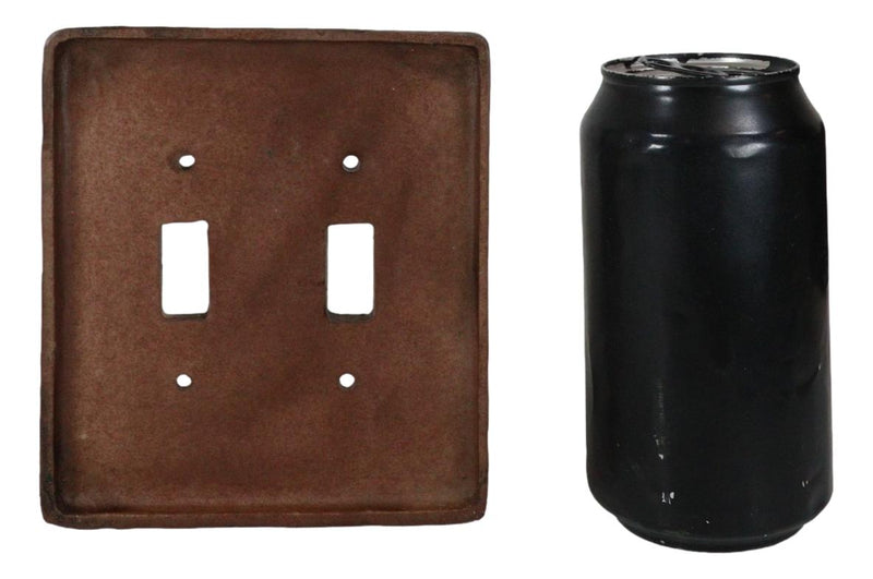 Set of 2 Western Tooled Floral Lace Faux Wood Wall Double Toggle Switch Plates