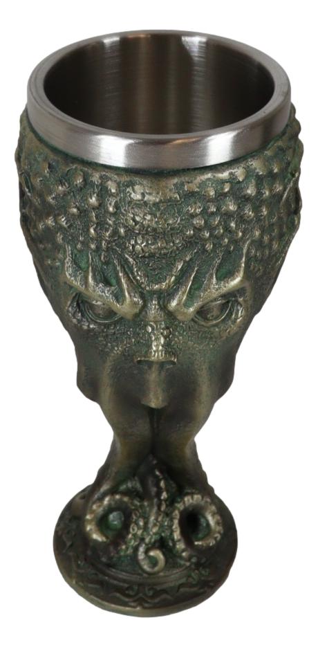 Ocean Kraken Cthulhu Cosmic Giant Octopus The Great One Faux Bronze Wine Goblet
