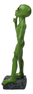 UFO Space Ship Green ET Roswell Alien I Come in Peace with Hand Sign Figurine
