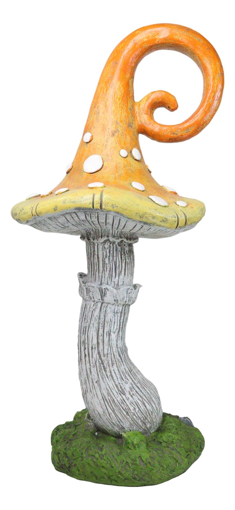 Large Fairy Garden Orange Meringue Crooked Toadstool Mushroom Figurine 23"H