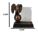 American Bald Eagle Perching On Atlas Globe Picture Frame Bronzed Resin Figurine