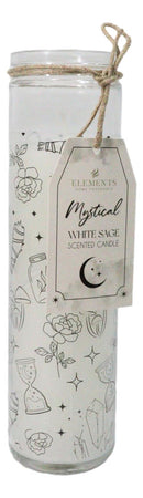 Mystical Magic Symbols White Sage Wicca Tall Tube Scented Candle Home Fragrance