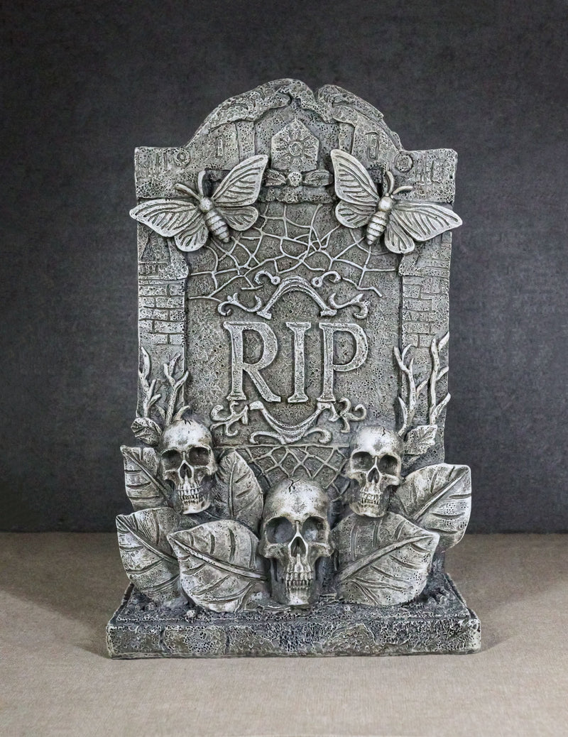 Ossuary Gothic Skulls Death Moths Graveyard Mortuary RIP Tombstone Figurine