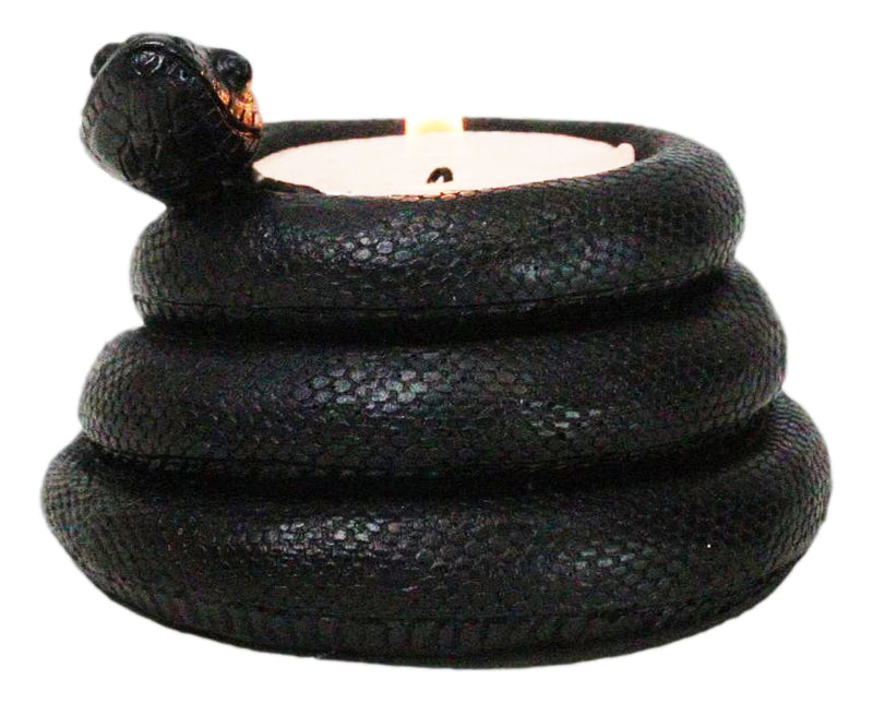 Pack Of 2 Witchcraft Dark Magic Black Coiled Snake Tea Light Votive Candleholder