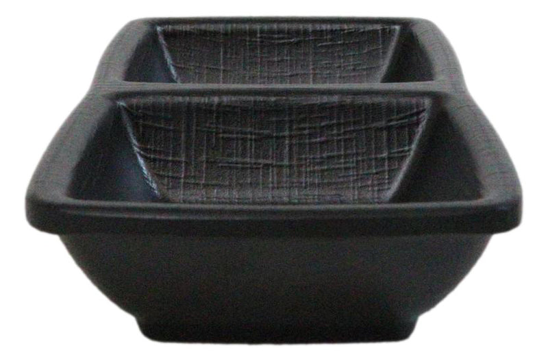 Pack Of 6 Black Silk Melamine 2 Partition Condiment Sauce Dipping Bowl or Dishes