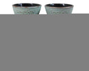 Pack Of 4 Seafoam Green Floral Petals Cast Iron Tetsubin Textured Tea Cups 3oz