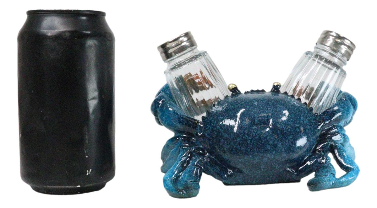 Nautical Ocean Marine Blue Crab Salt And Pepper Shakers Holder Figurine Set