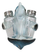 Ocean Marine Blue Dolphin Riding Sea Waves Salt And Pepper Shakers Holder Set