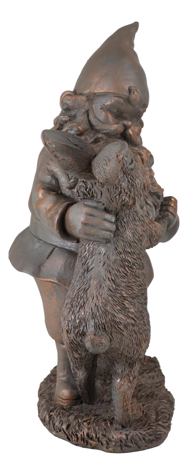 Whimsical Mr Gnome Dancing With Hare Rabbit Fairy Garden Figurine Decor Accent - Ebros Gift