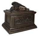 Bronzed Inspirational Laurel Cross Sleeping Guardian Angel Cremation Urn Statue