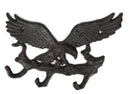 Cast Iron Rustic American Patriotic Bald Eagle 3-Peg Coat Keys Leash Wall Hooks