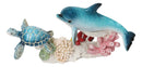 Ocean Dolphin Sea Turtle Clownfish Swimming By Coral Reef Sea Anemone Figurine