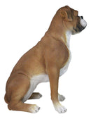 Large 18" Tall Adorable Realistic Sitting Fawn Boxer Dog Statue Home Decor