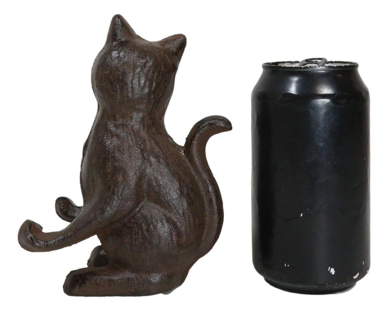 Cast Iron Feline Kitten Cat Business Card Holder Desktop Organizer Figurine