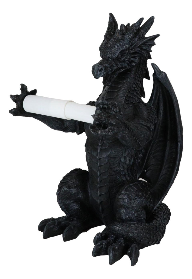 Saurian Servant Gothic Serpentine Dragon Floor Standing Toilet Paper Holder 13"H