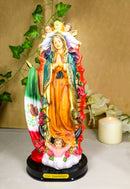 Our Lady of Guadalupe Figurine With Mexican Flag Figurine With Base 12" Series