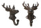 Pack Of 2 Cast Iron Rustic Elk Deer Head With Antlers Wall Coat Hook Sculptures