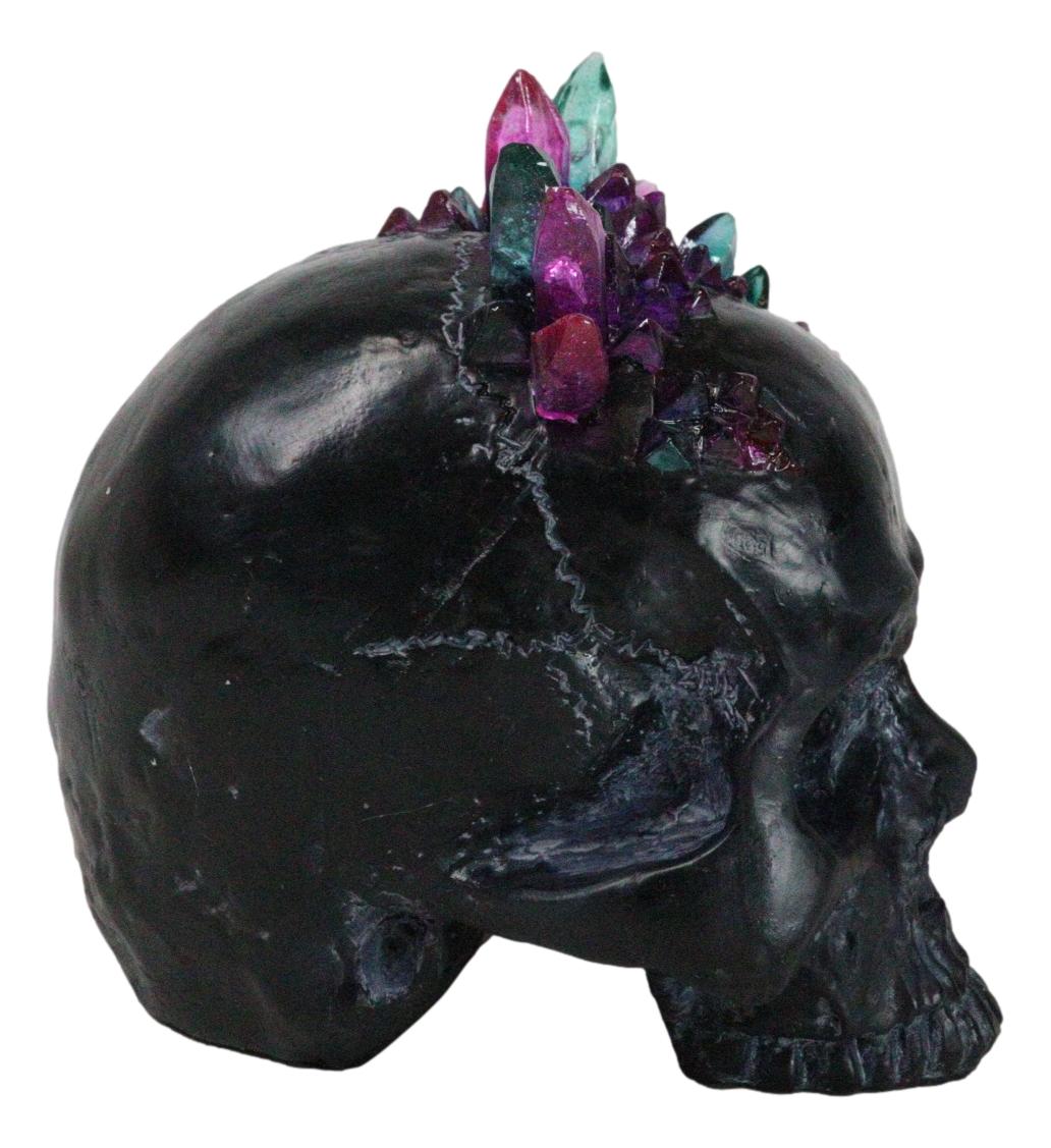 Black Gothic Macabre Spiky Two Tones Crystal Cavern Mine Cranium Skull Figurine