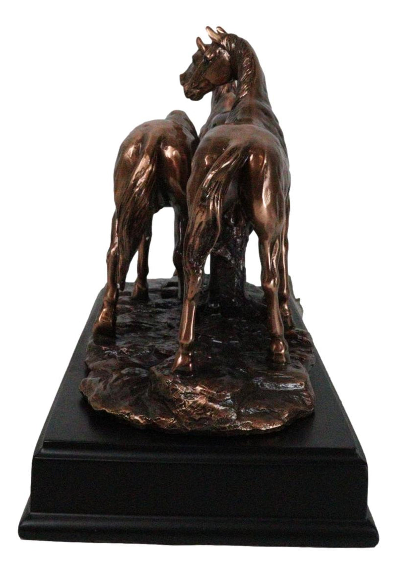 Large 15" Western Equine Beauty Three Horses Bronze Electroplated Resin Figurine
