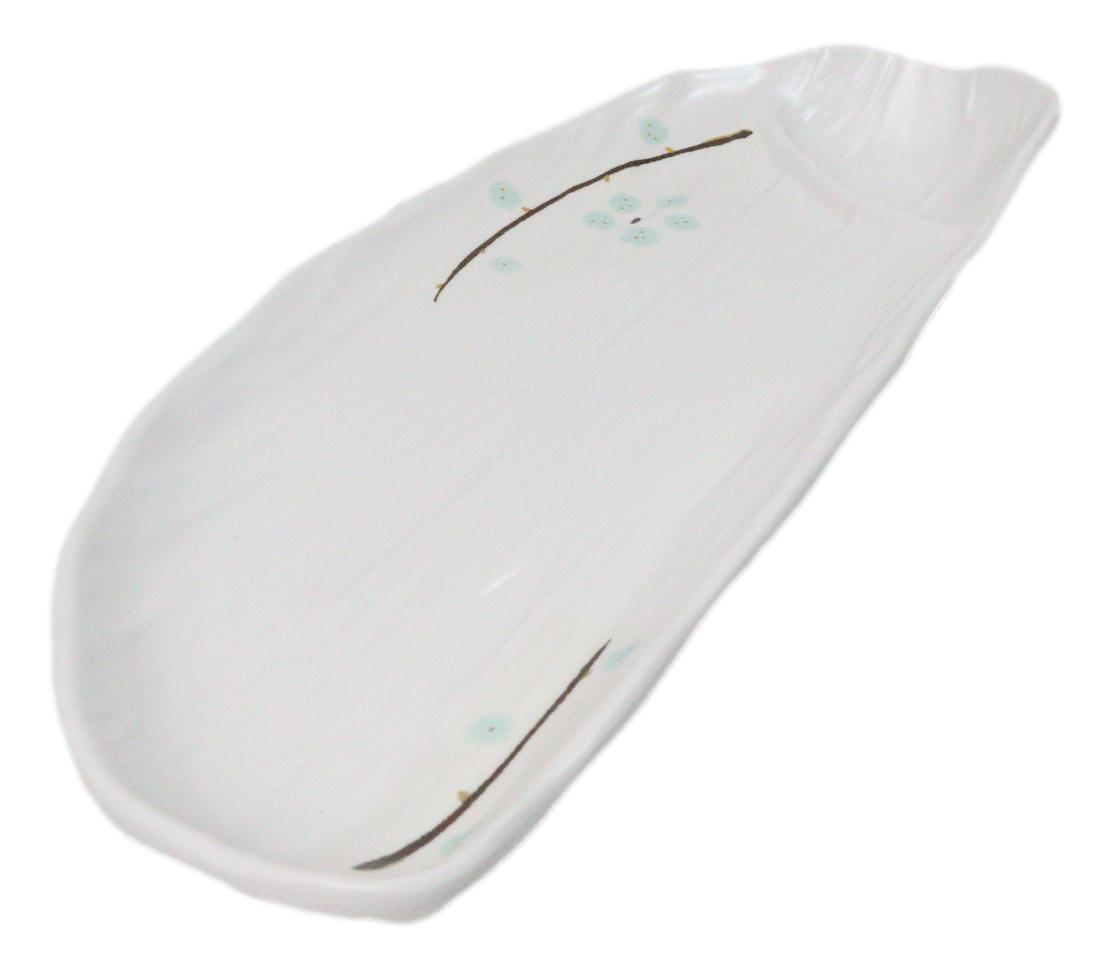 Set Of 6 Yukino Hana Snow Melamine Half Moon Partitioned Sushi Plate Platters