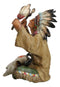 Indian Tribal Chief With Headdress Roach And Bull Skull Ritual Ceremony Figurine