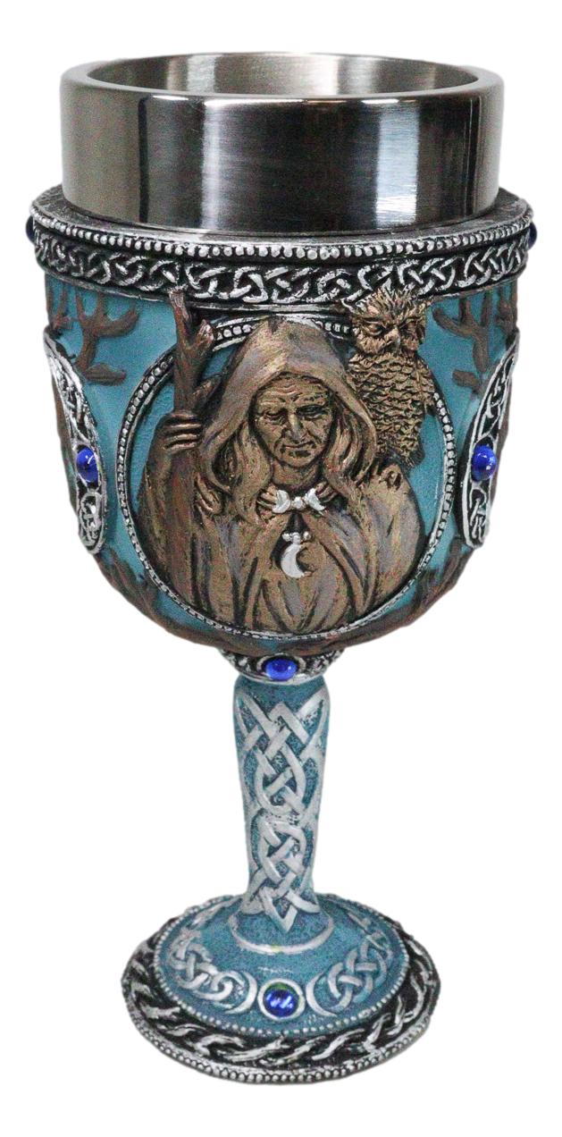 Celtic Knot Triple Moon Goddess Maiden Mother Crone Pagan Wiccan Wine Goblet